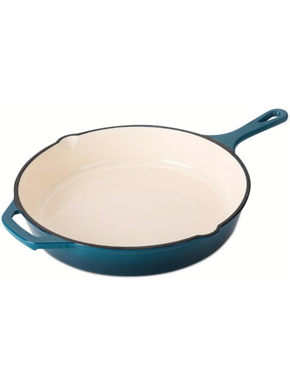 10-Inch Enameled Cast Iron Skillet - Oven & Stovetop Safe Fry Pan, Peacock Blue